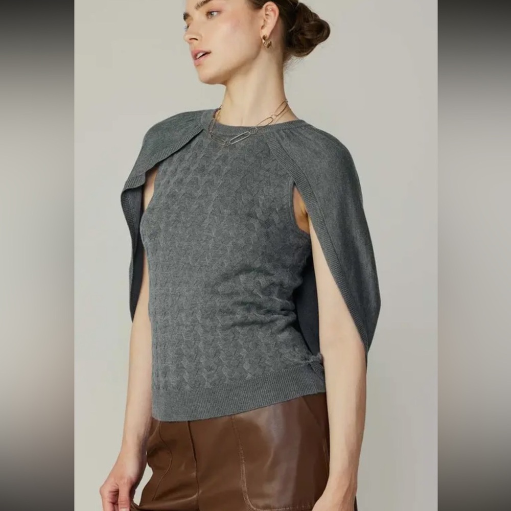 NWT Current Air Gray Knit Cape Sweater Top - 
 Anthropologie Style - Picture 3 of 5